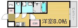 アルグラッド鷺洲(1K/8階)の間取り写真