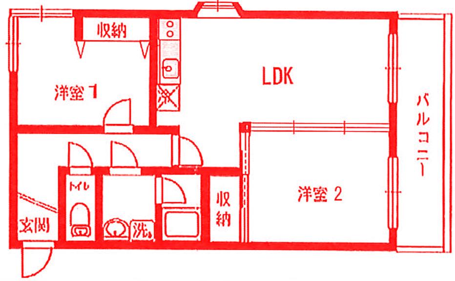 コスモリード横浜反町(2LDK/3階)の間取り写真