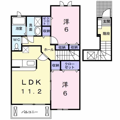 ミップルハウスA(2LDK/2階)の間取り写真
