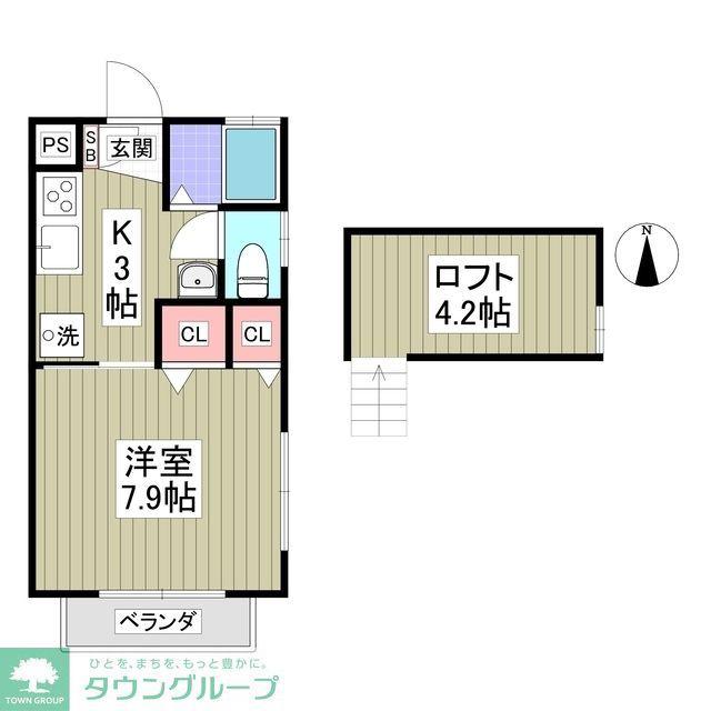 サンヴェール明光(1K/2階)の間取り写真