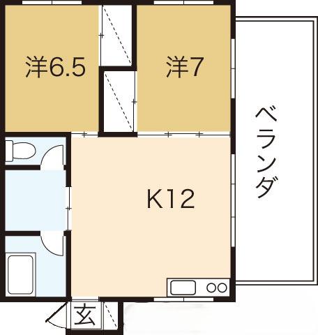 マンションHAPPY(2LDK/2階)の間取り写真