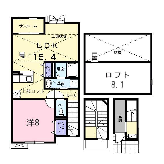 ラフィーネ葛野・II(1LDK/3階)の間取り写真