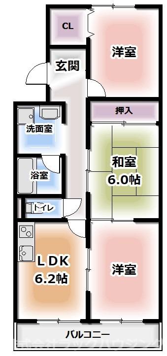 マーブルコート(3DK/2階)の間取り写真