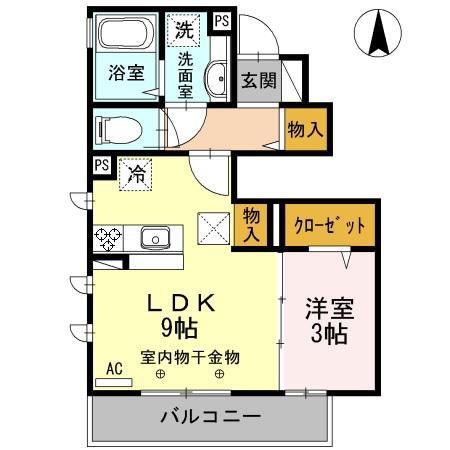 サウスタウンエイチティー(1LDK/1階)の間取り写真