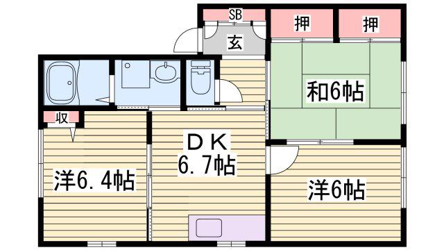 カサグランデ A(3DK/2階)の間取り写真