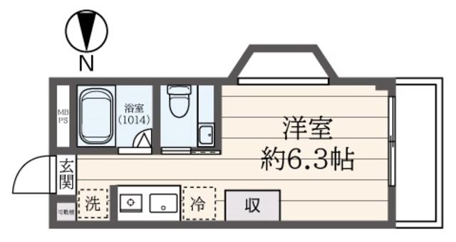 シティハイツ堀之内(ワンルーム/4階)の間取り写真