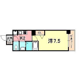 メゾン・ドヴィレ須磨(1K/2階)の間取り写真