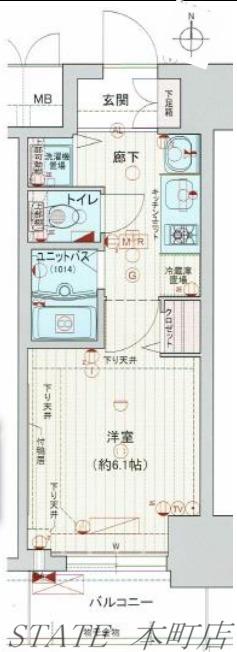 プレサンス本町ジョイス(1K/4階)の間取り写真