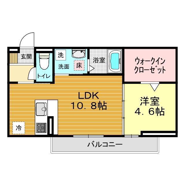 ロザIII(1LDK/1階)の間取り写真