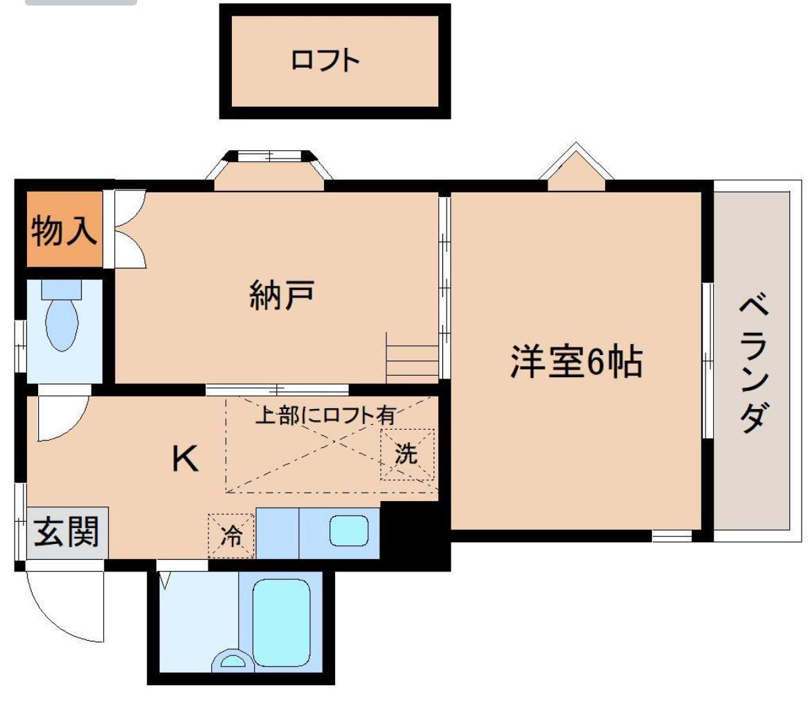 ヴェラノーバ双葉II(1SK/2階)の間取り写真