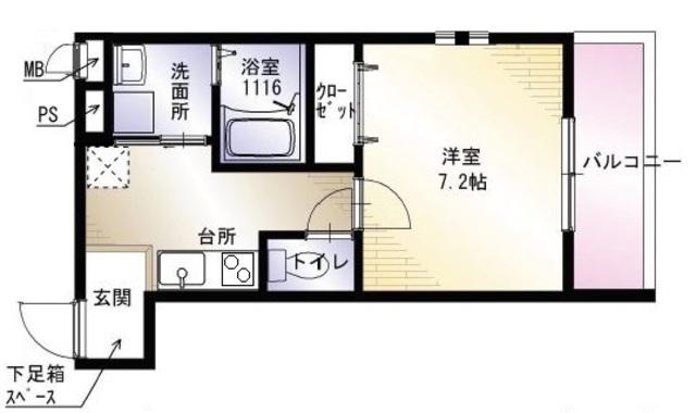 シュークリア北花田(1K/3階)の間取り写真