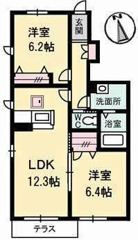 シャーメゾンAYA I番館(2LDK/1階)の間取り写真