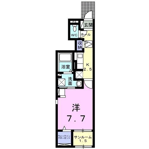 サニーセトル拾壱号館(1K/1階)の間取り写真