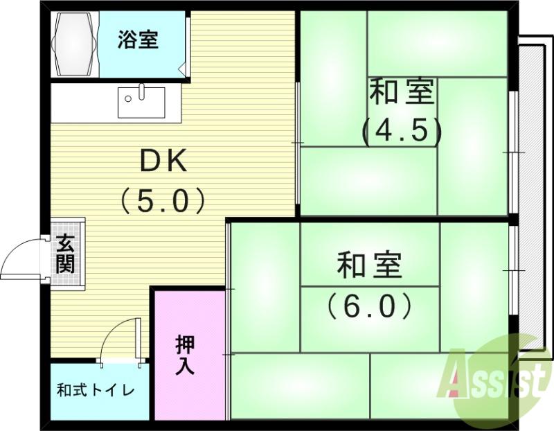 西村マンション(2DK/3階)の間取り写真