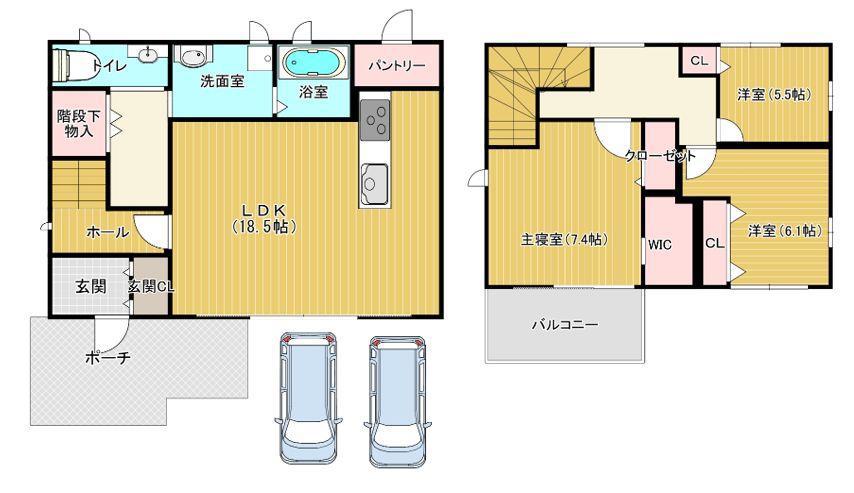 富山地鉄富山市内線 堀川小泉駅 徒歩2分 2階建 築15年(3LDK/1階)の間取り写真