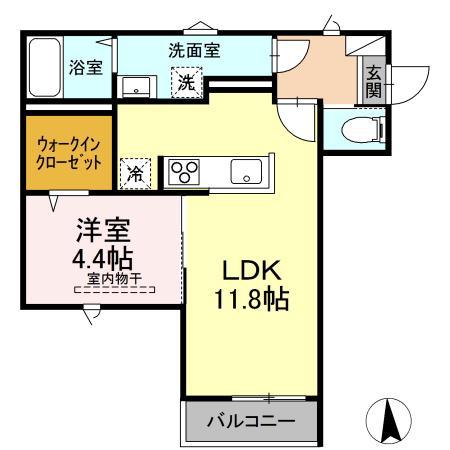 CAPE大野田(1LDK/1階)の間取り写真