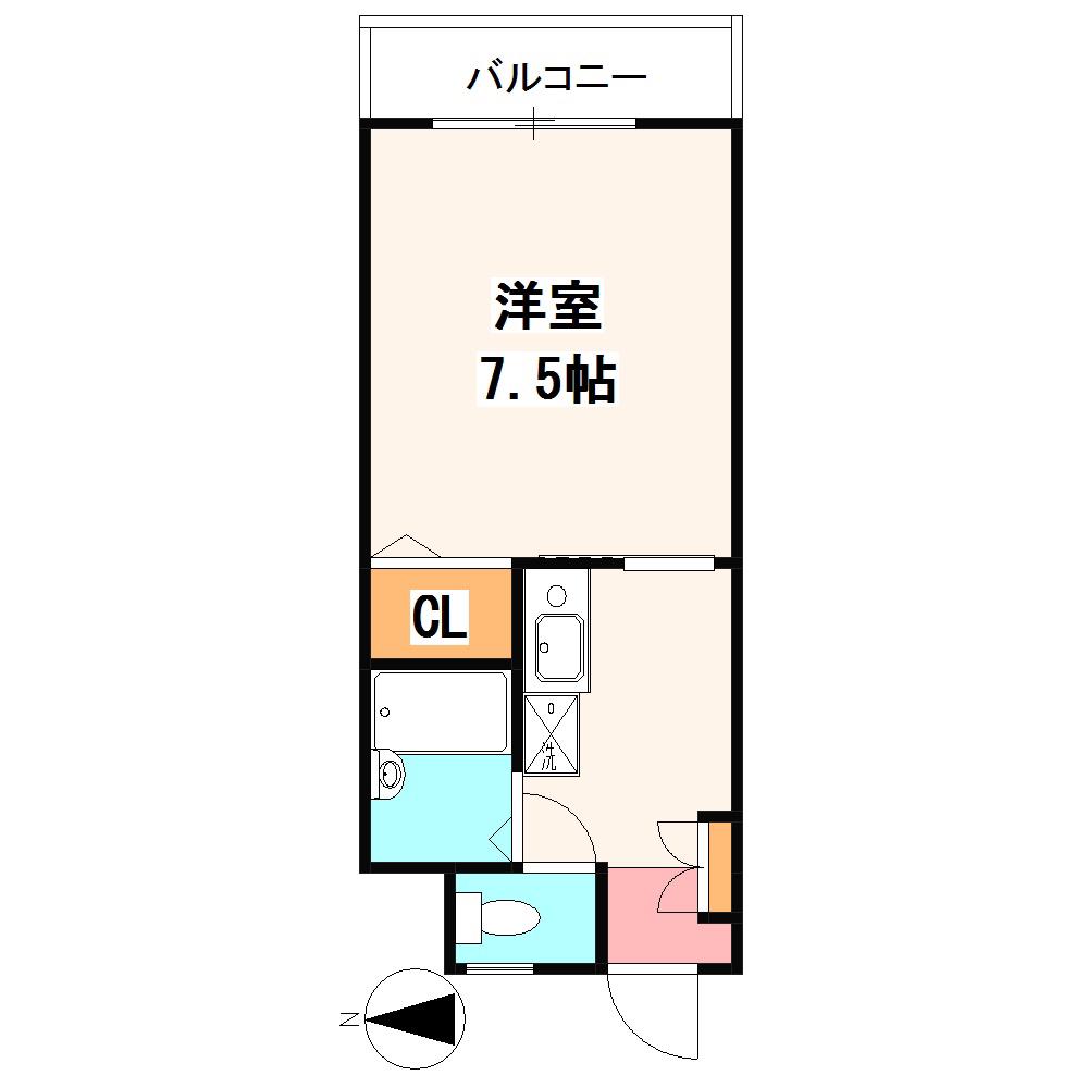 アパートメントカヤ中原(1K/3階)の間取り写真
