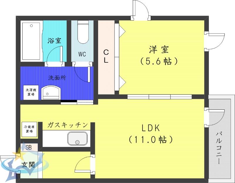 リバーフォレスト(1LDK/3階)の間取り写真