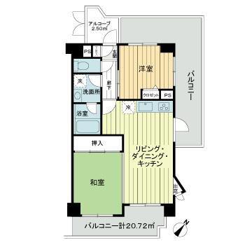 ライオンズマンション昭島(2LDK/6階)の間取り写真