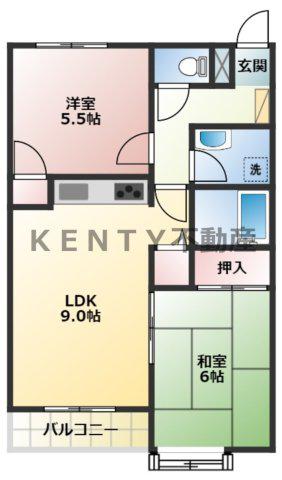 グレイスコート多摩川(2LDK/6階)の間取り写真