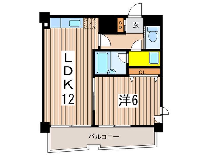 鎧橋ビル(1LDK/5階)の間取り写真