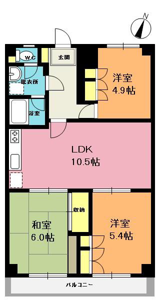ガーデンヒルズベルーナ(3LDK/2階)の間取り写真