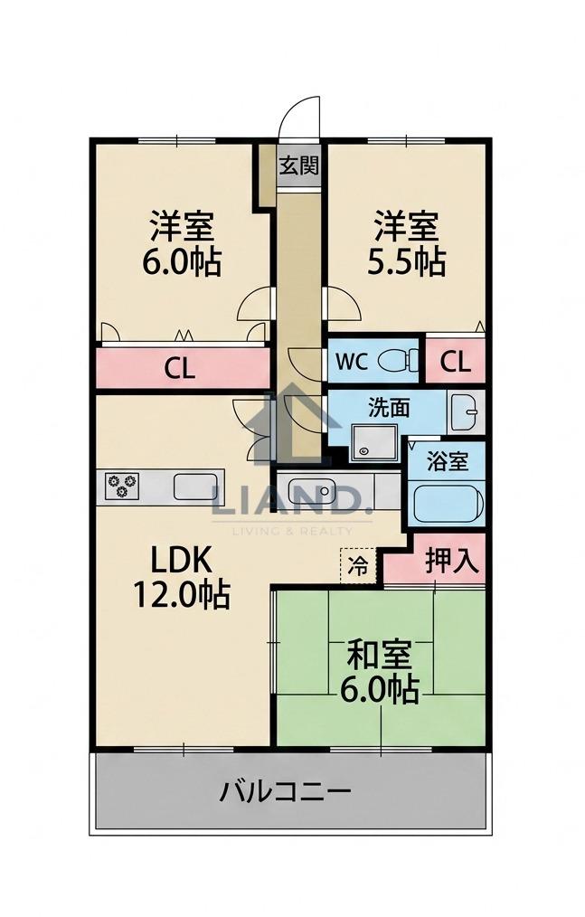 ファミーユ博多の森(3LDK/2階)の間取り写真