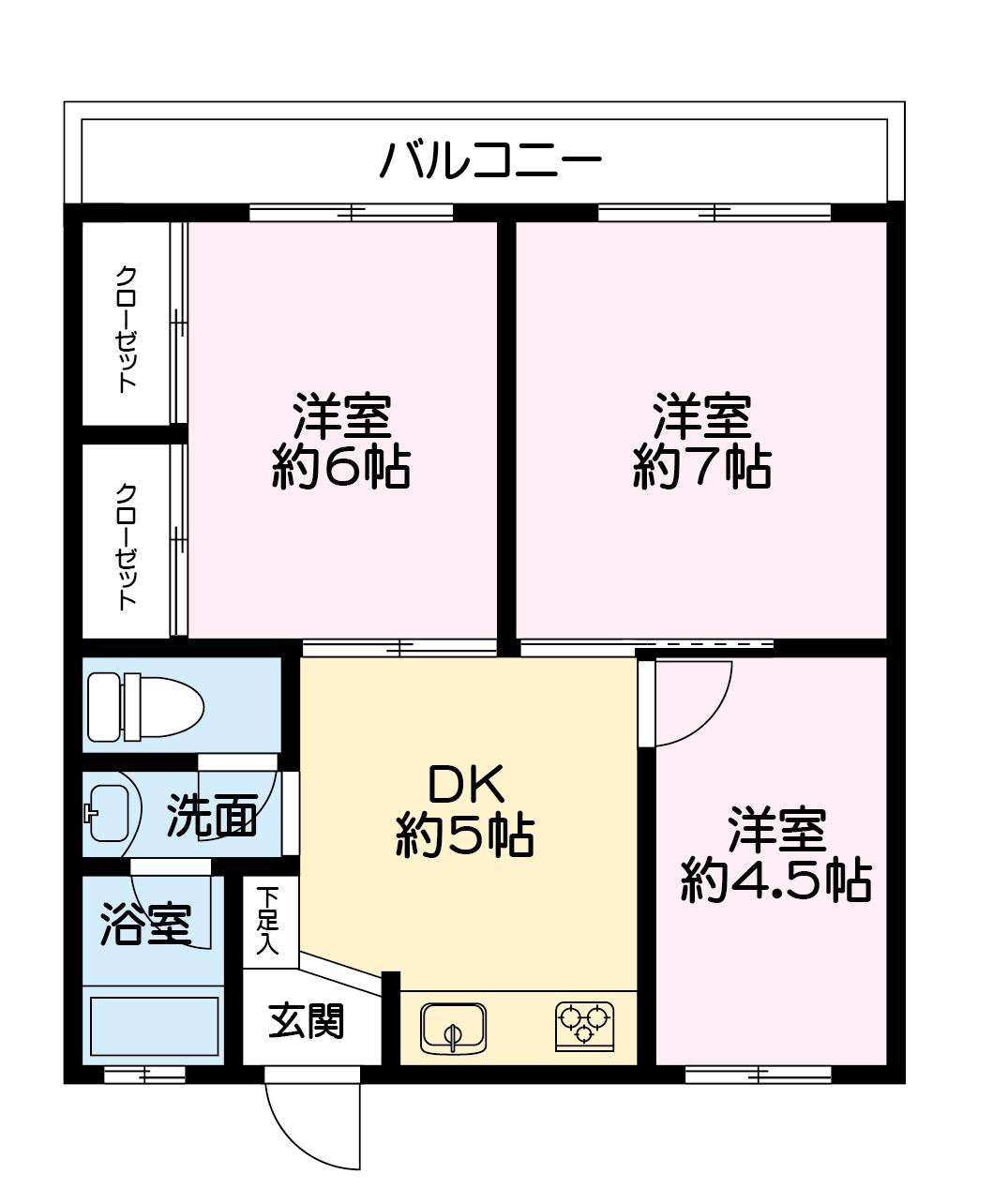 第二清水ハイツ 3階 (3DK/3階)の間取り写真