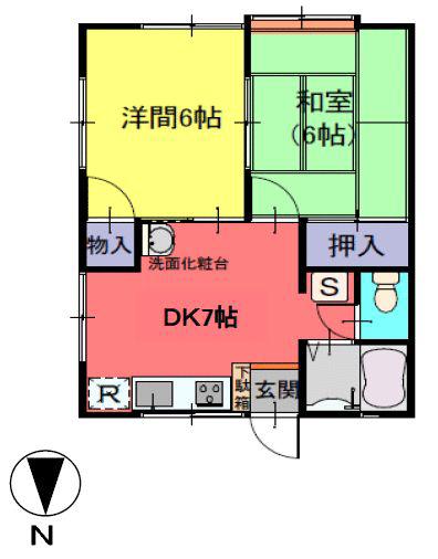 小林コーポ(2DK/1階)の間取り写真