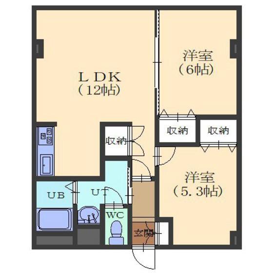 ピュアパレス川原(2LDK/2階)の間取り写真