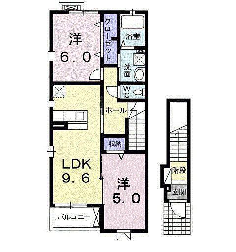 ユイット・ベル(2LDK/2階)の間取り写真