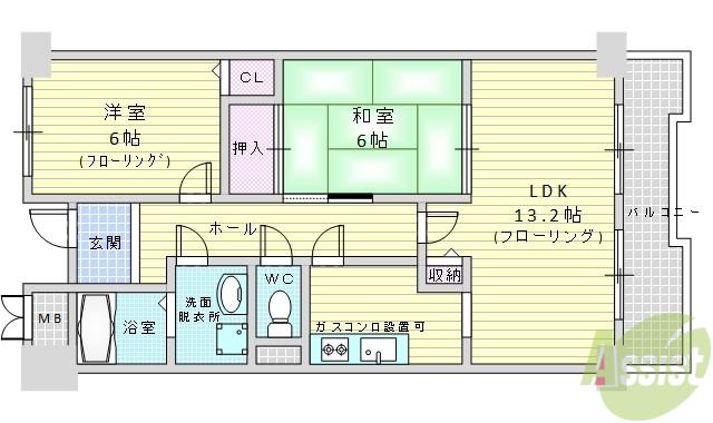 センチュリー竹谷(2LDK/3階)の間取り写真