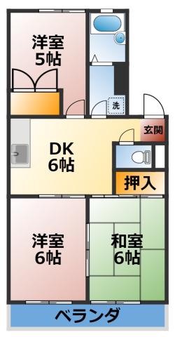 沖野マンション(3DK/2階)の間取り写真