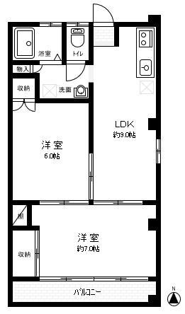 創成館ビル(2LDK/2階)の間取り写真