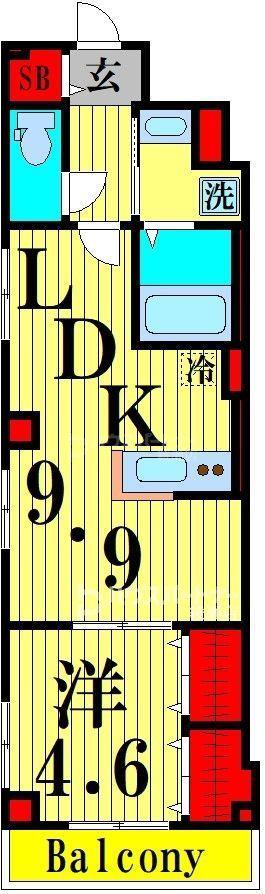 CLASSO(1LDK/4階)の間取り写真