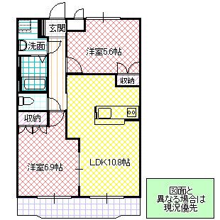 アリウス(2LDK/2階)の間取り写真