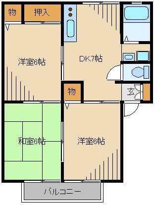 レジデンスTOZUKA(3DK/1階)の間取り写真
