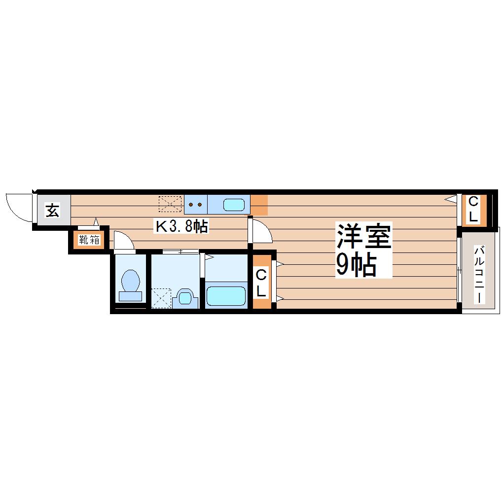 ドゥース北仙台(1K/1階)の間取り写真