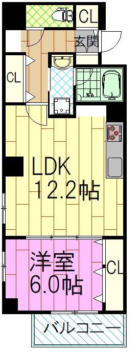 ヌーベルメゾンヤマヤII(1LDK/7階)の間取り写真