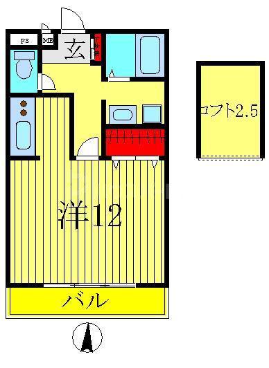 セレニティーホームズC(ワンルーム/1階)の間取り写真