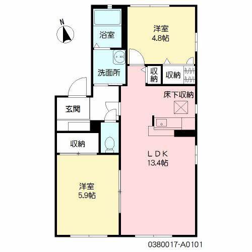 クレストタウンA(2LDK/1階)の間取り写真