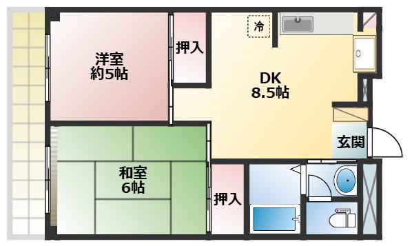 グランレジデンス入間(2DK/4階)の間取り写真
