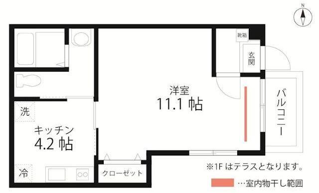 QUIET CRAB HOUSE MIX 羽田(1K/1階)の間取り写真