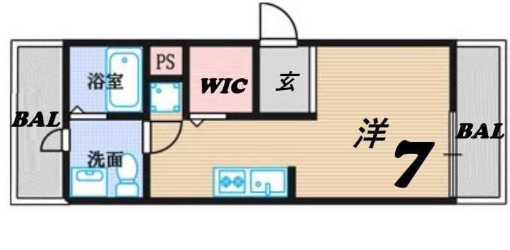 エスペランサ伊丹(ワンルーム/1階)の間取り写真