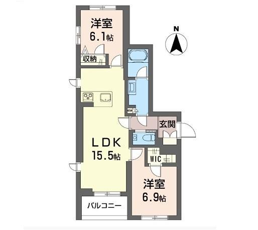 ベル・フィレール(2LDK/2階)の間取り写真