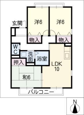 名鉄各務原線 手力駅 徒歩31分 2階建 築33年(3LDK/1階)の間取り写真
