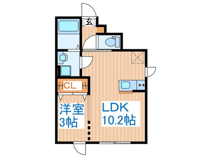 モリス塩釜(1LDK/1階)の間取り写真
