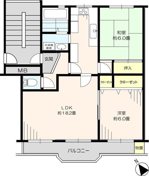 検見川ハイツ(2LDK/4階)の間取り写真