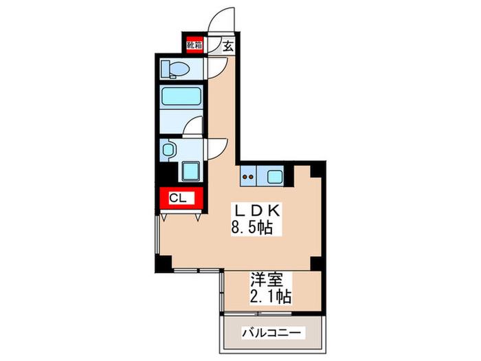 鶴橋ビル M(1LDK/9階)の間取り写真