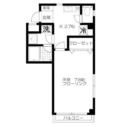 カーザM(1K/1階)の間取り写真